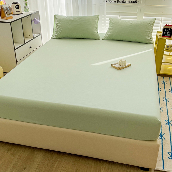 91家纺网 家纺一手货源 找家纺 仟人梦 2025新款纯色床笠 浅绿