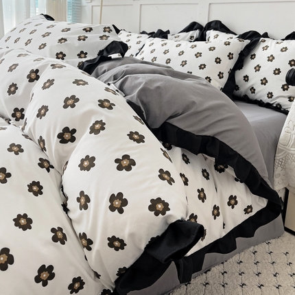 91家纺网 家纺一手货源 找家纺 逸林家纺《原希尔顿逸林》 2025新款法式赫本风水洗棉四件套赫本风-南薇