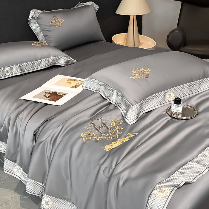 91家纺网 家纺一手货源 找家纺 露梦家纺2025新款A类水洗真丝夏被-格调 格调-高级灰