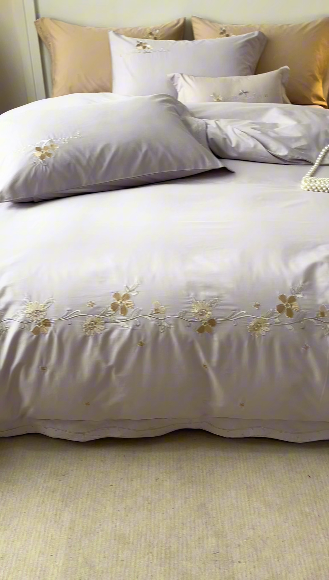 91家纺网 家纺一手货源 找家纺 艾莱家纺 2025新款A类水洗棉加厚绣花四件套-栀夏 栀夏-青叶紫