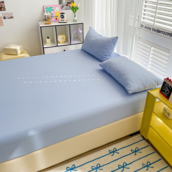 91家纺网 家纺一手货源 找家纺 仟人梦 2025新款纯色床笠 天蓝