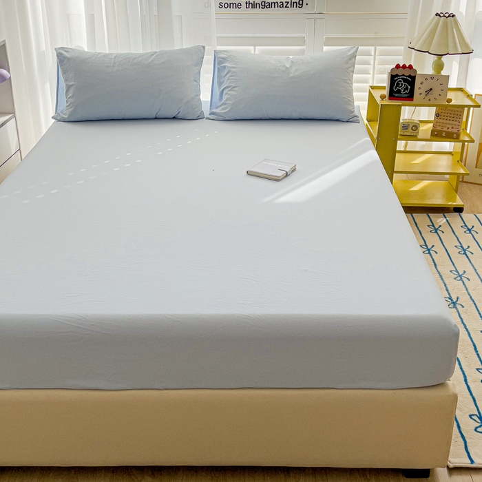 91家纺网 家纺一手货源 找家纺 仟人梦 2025新款纯色床笠 浅蓝