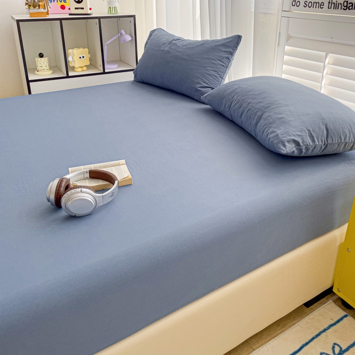 91家纺网 家纺一手货源 找家纺 仟人梦 2025新款纯色床笠 雾兰