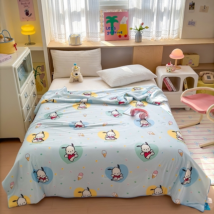 木堇家居 2025三丽鸥针织棉麻绳大豆夏被 冰激凌帕恰狗