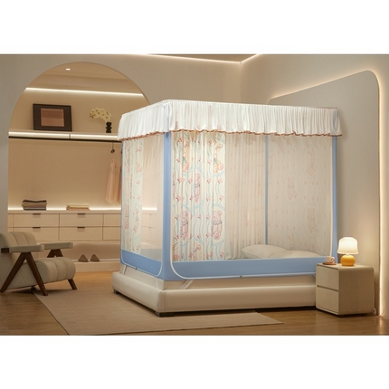 卓尔居2025新款成人坐床帘系列-曲奇小熊烤漆支架 粉色熊