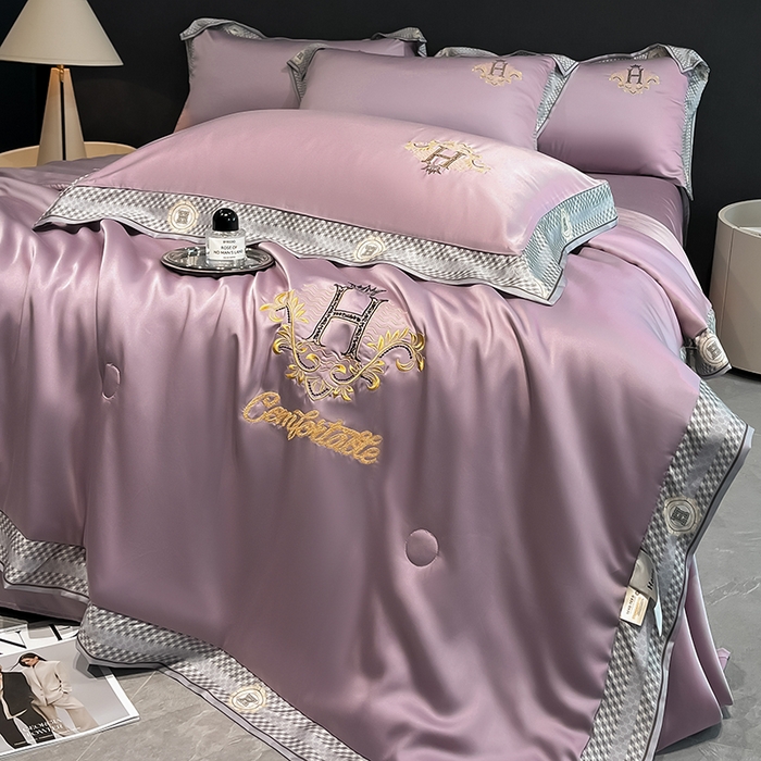 91家纺网 家纺一手货源 找家纺 露梦家纺2025新款A类水洗真丝夏被-格调 格调-玫瑰紫
