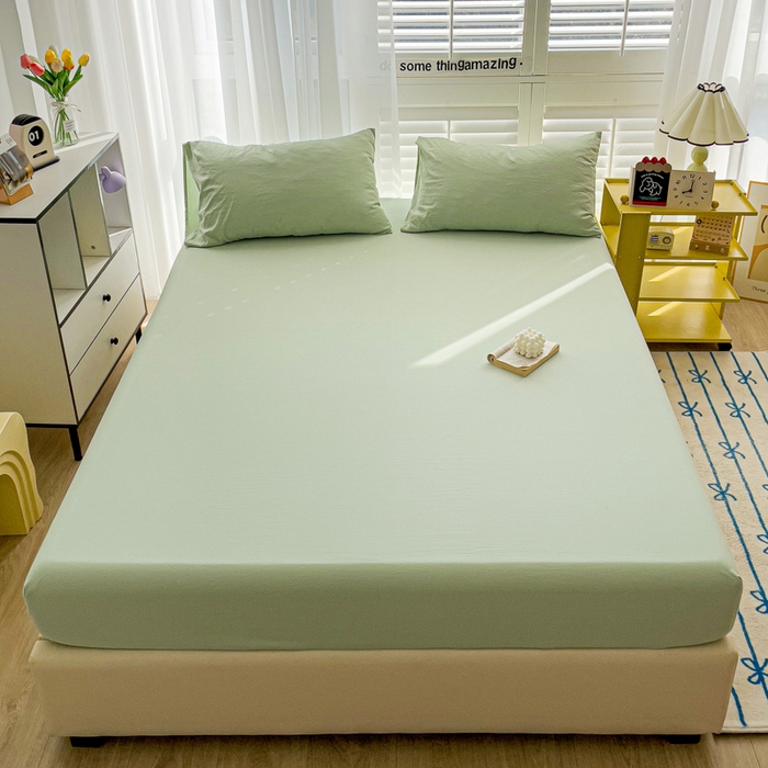 91家纺网 家纺一手货源 找家纺 仟人梦 2025新款纯色床笠 浅绿