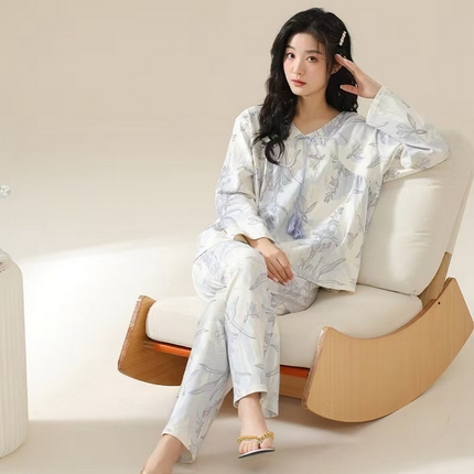 91家纺网 家纺一手货源 找家纺 （总）洛兰沙家居馆【只代发】【只代发】 【7A抑菌】睡衣女款春秋季纯棉长袖娃娃装休闲熊猫全棉家居服