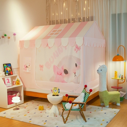 91家纺网 家纺一手货源 找家纺 （总）卓尔居2025新款儿童小房子坐床式防摔蚊帐螺纹碳素钢支架梦幻