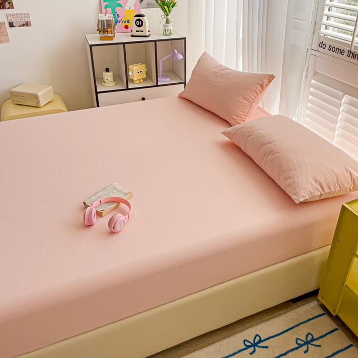 91家纺网 家纺一手货源 找家纺 仟人梦 2025新款纯色床笠 玉色