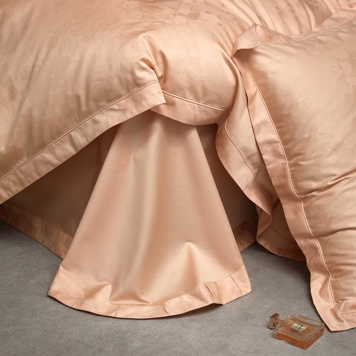 91家纺网 家纺一手货源 找家纺 淳绵家居 2025新款50*50S长绒棉贡缎提花手工立体埋绳工艺四件套（礼盒包装）米菲娜（香槟色）