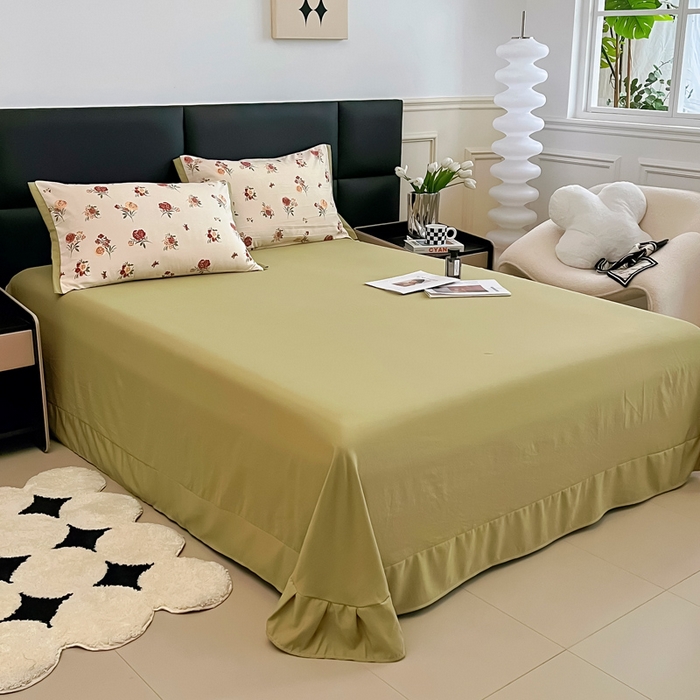 91家纺网 家纺一手货源 找家纺 2025春夏新款水洗棉麻学生小号三件套 倾城之恋