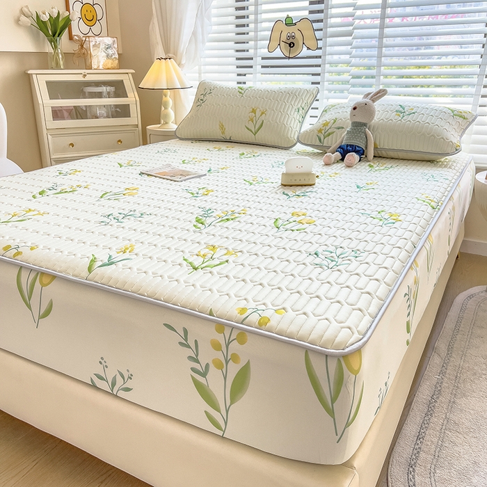 91家纺网 家纺一手货源 找家纺 世纪绒品 2026新款印花卡通床笠款乳胶凉席 郁金香