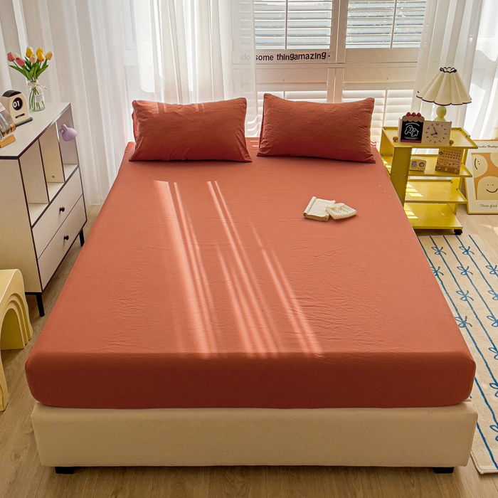 91家纺网 家纺一手货源 找家纺 仟人梦 2025新款纯色床笠 焦糖