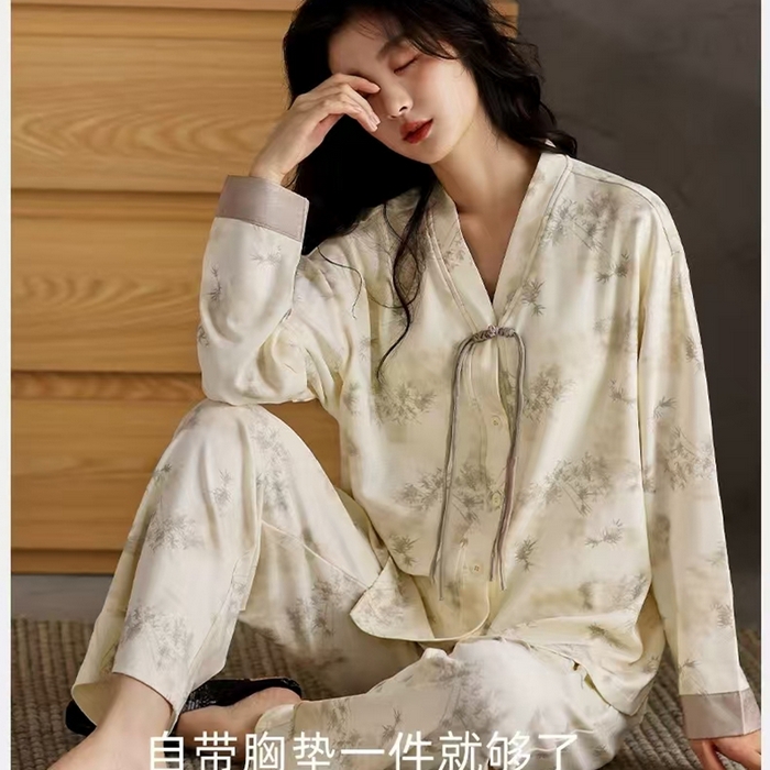 91家纺网 家纺一手货源 找家纺 （总）洛兰沙家居馆【只代发】【只代发】 新中式女款家居服