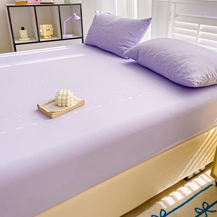 91家纺网 家纺一手货源 找家纺 仟人梦 2025新款纯色床笠 浅紫