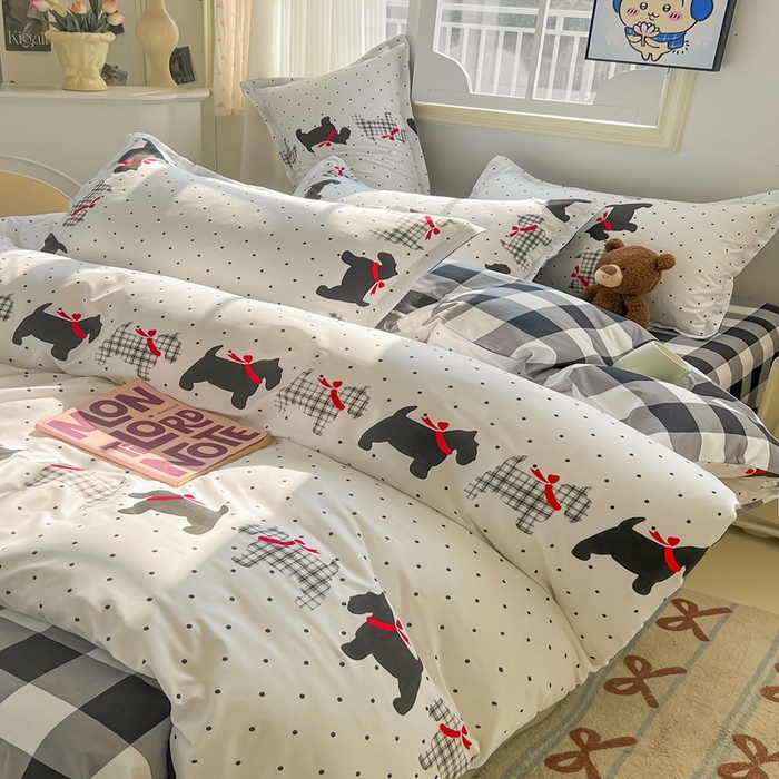 91家纺网 家纺一手货源 找家纺 梦卓家纺 2025新款亲肤芦荟棉单被套 格子汪