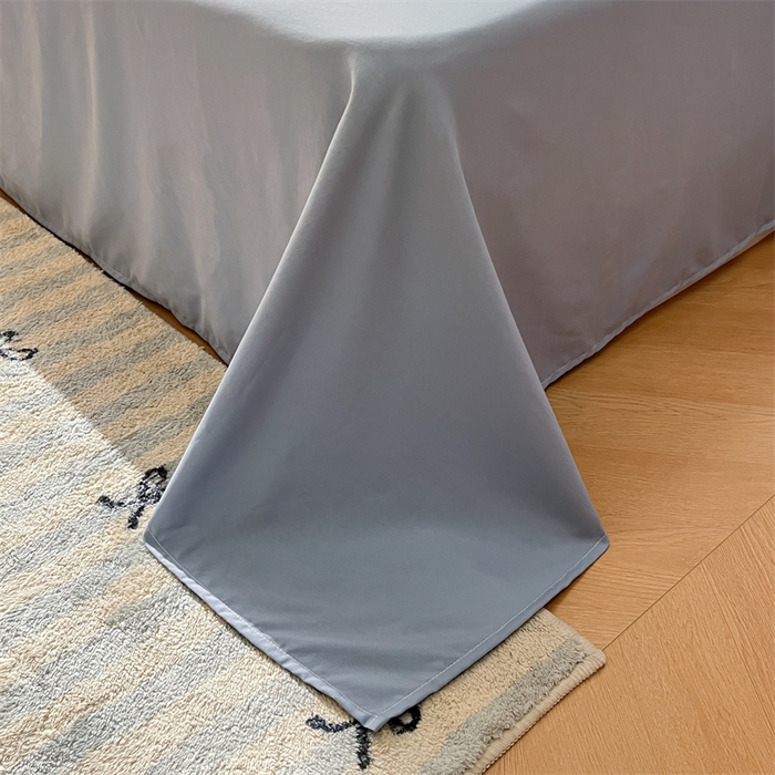 91家纺网 家纺一手货源 找家纺 盛秋家纺 2025新款亲肤格子水洗棉条纹格子四件套【简约风】蓝灰中条+海清