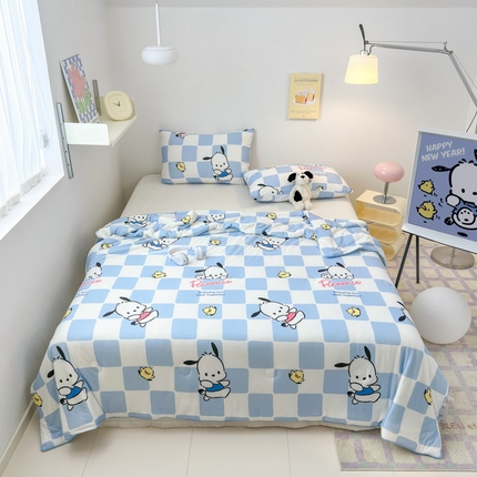 木堇家居 2025三丽鸥针织棉麻绳大豆夏被 蓝格帕恰狗