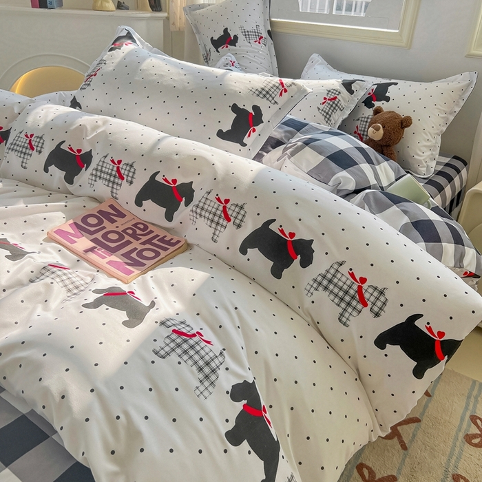 91家纺网 家纺一手货源 找家纺 梦卓家纺 2025新款亲肤芦荟棉单被套 格子汪