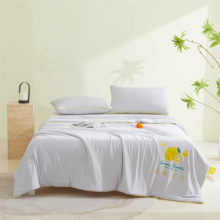 91家纺网 家纺一手货源 找家纺 （总）恒畅 2024新款A类凉感丝纯色双拼柠檬夏被