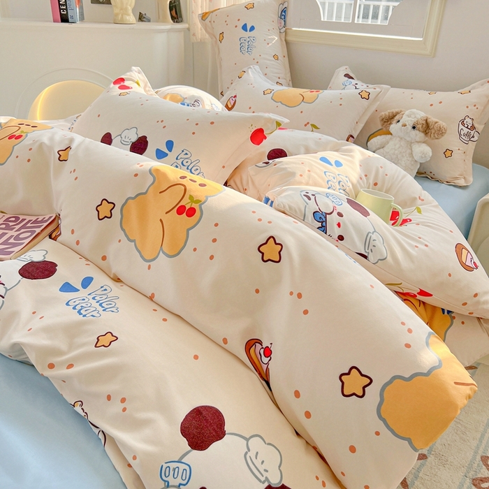 91家纺网 家纺一手货源 找家纺 梦卓家纺 2025新款亲肤芦荟棉单被套 蛋糕熊