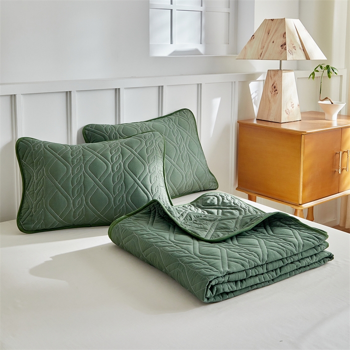 91家纺网 家纺一手货源 找家纺 温宁家纺 2025新款枕套 菱形格绿色