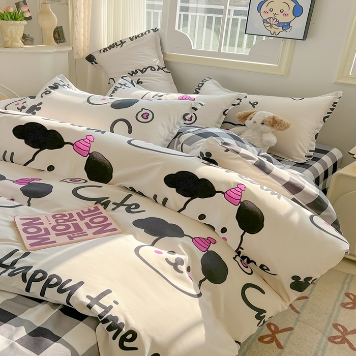 91家纺网 家纺一手货源 找家纺 梦卓家纺 2025新款亲肤芦荟棉单被套 可爱多