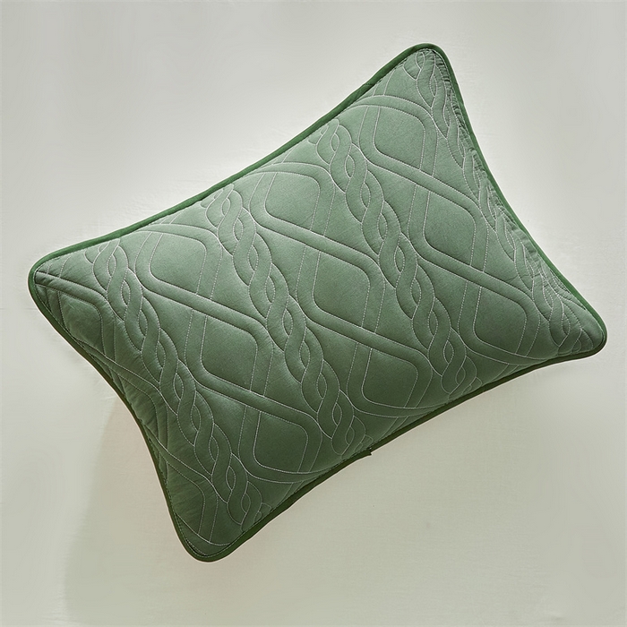 91家纺网 家纺一手货源 找家纺 温宁家纺 2025新款枕套 菱形格绿色