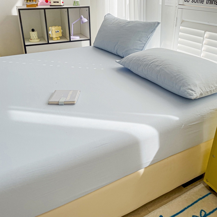 91家纺网 家纺一手货源 找家纺 仟人梦 2025新款纯色床笠 浅蓝