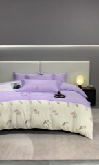 91家纺网 家纺一手货源 找家纺 2025新款天丝双拼刺绣四件套-卡骆驰 梦幻紫