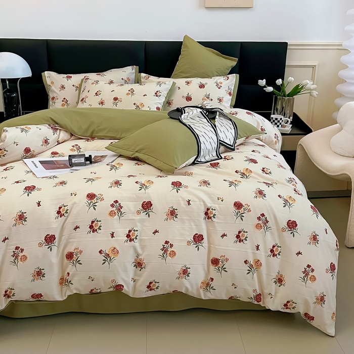 91家纺网 家纺一手货源 找家纺 2025春夏新款水洗棉麻学生小号三件套 倾城之恋