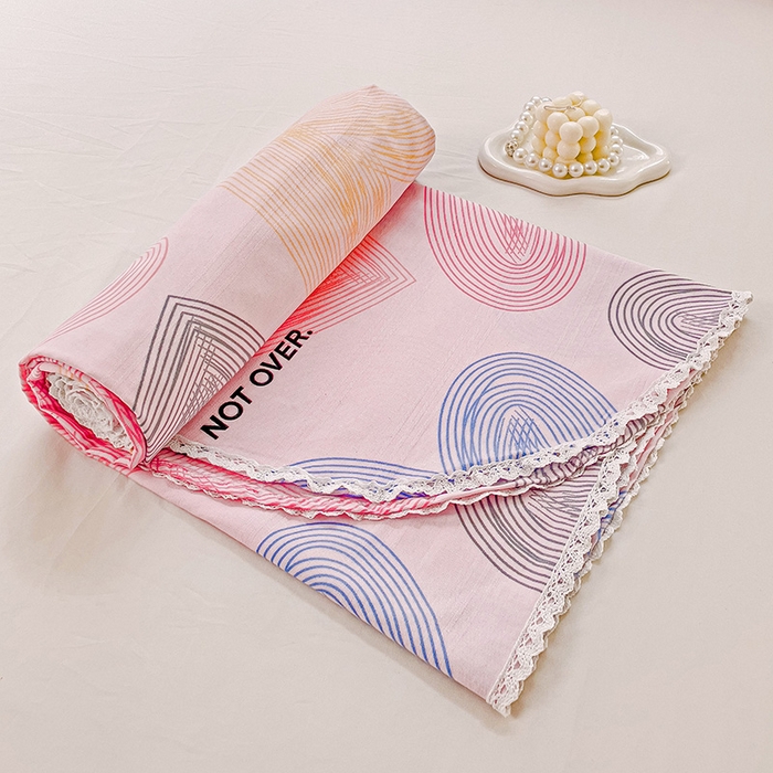 91家纺网 家纺一手货源 找家纺 2025春夏新品鱼骨棉老粗布凉席 心动-粉