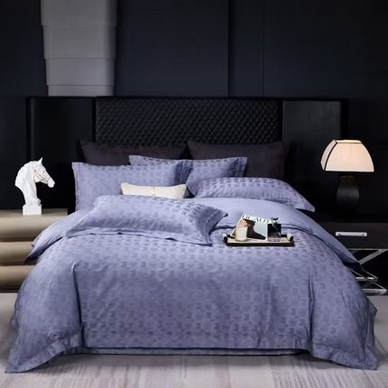 玖琳家纺 2025新款100s提花高支高密新疆长绒棉四件套 芬妮 夜空蓝