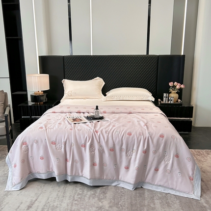 薇玛仕2025 茶小纤60S长绒棉印花镂空款蚕丝夏凉被空调被 甜甜圈