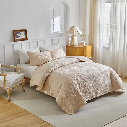 温宁家纺 2025新款枕套 菱形格米色