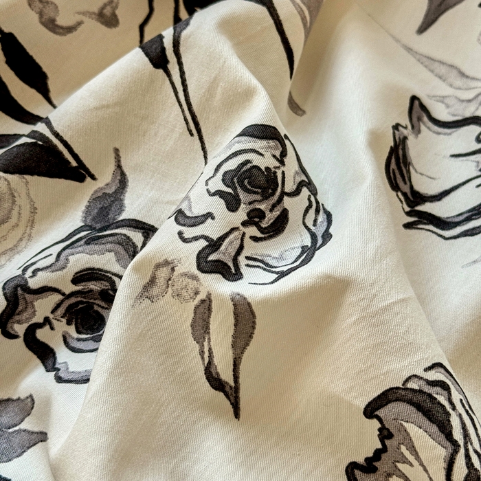 91家纺网 家纺一手货源 找家纺 宅家居 2025新款爆款轻法式赫本风复古印花13372纯棉四件套韩式黑色花边40支全棉三件套 安禾