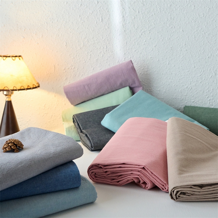 91家纺网 家纺一手货源 找家纺 （总）兰紫橙家纺 2025新款A类纯色色织全棉水洗棉床单