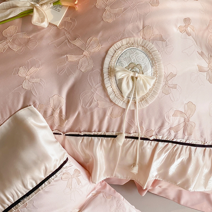 91家纺网 家纺一手货源 找家纺 （总）奥汀洛家纺 2025新款公主风工艺款水洗天丝四件套-甜心小姐