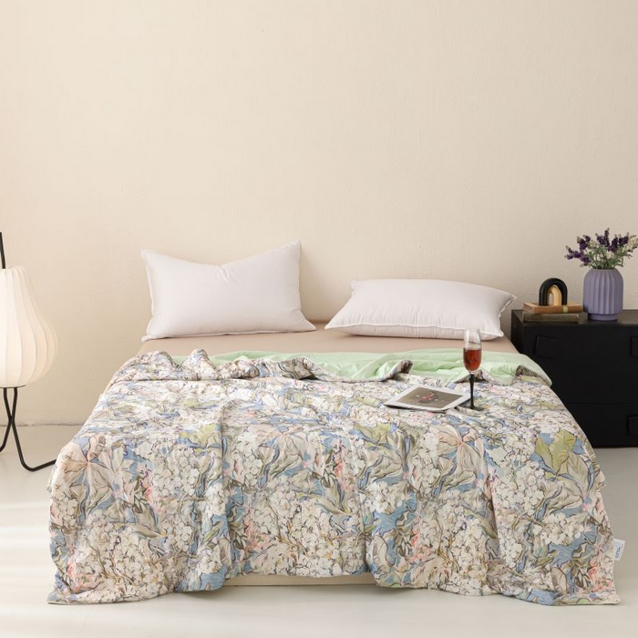 91家纺网 家纺一手货源 找家纺 （总）睡棉坊 2025新款数码印花凉感丝水墨画系列夏被-场景二