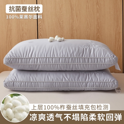 91家纺网 家纺一手货源 找家纺 （总） 2025新款A类100%蚕丝枕绣花柞蚕丝桑蚕丝柔软回弹不塌陷立体多层枕头枕芯