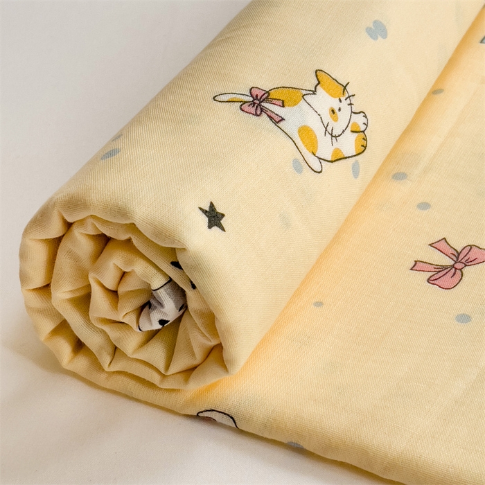 91家纺网 家纺一手货源 找家纺 名兮-2025新款全棉双层纱床单 双层纱-狗狗幻想