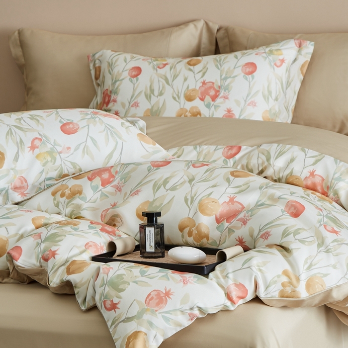 91家纺网 家纺一手货源 找家纺 顾家家居 2025新款莱塞尔兰精天丝印花四件套 丝丝花语