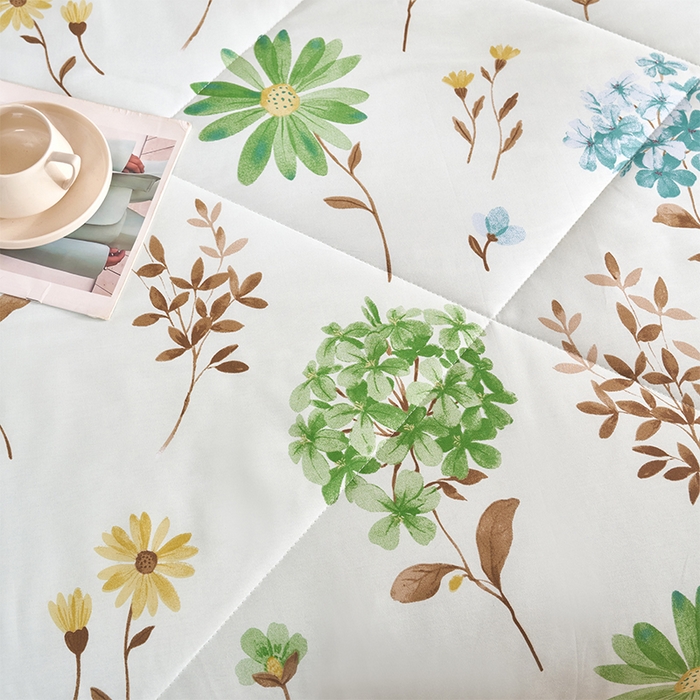 91家纺网 家纺一手货源 找家纺 羽梦家纺 2025新款新疆棉花全棉夏凉被被子被芯 山茶花开绿