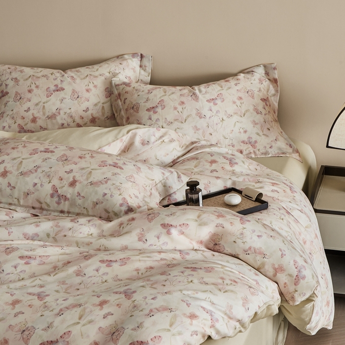 91家纺网 家纺一手货源 找家纺 顾家家居 2025新款莱塞尔兰精天丝印花四件套 玛卡