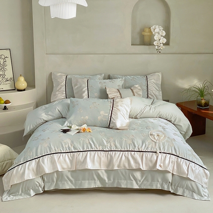 91家纺网 家纺一手货源 找家纺 （总）奥汀洛家纺 2025新款公主风工艺款水洗天丝四件套-甜心小姐