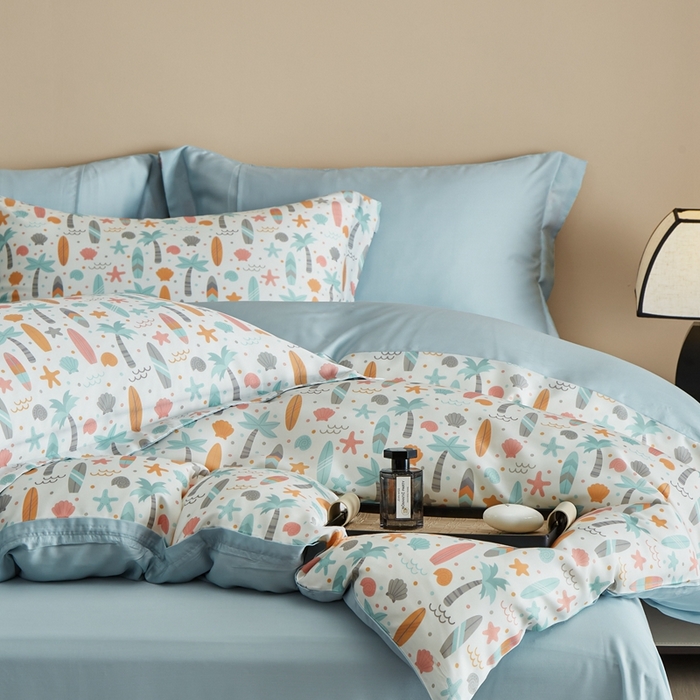 91家纺网 家纺一手货源 找家纺 顾家家居 2025新款莱塞尔兰精天丝印花四件套 慕夏