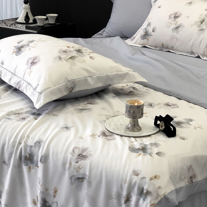 91家纺网 家纺一手货源 找家纺 立奥被业 2025新款雪纺纱夏被超柔数码印花夏被雪纺夏凉被 慕斯-浅灰