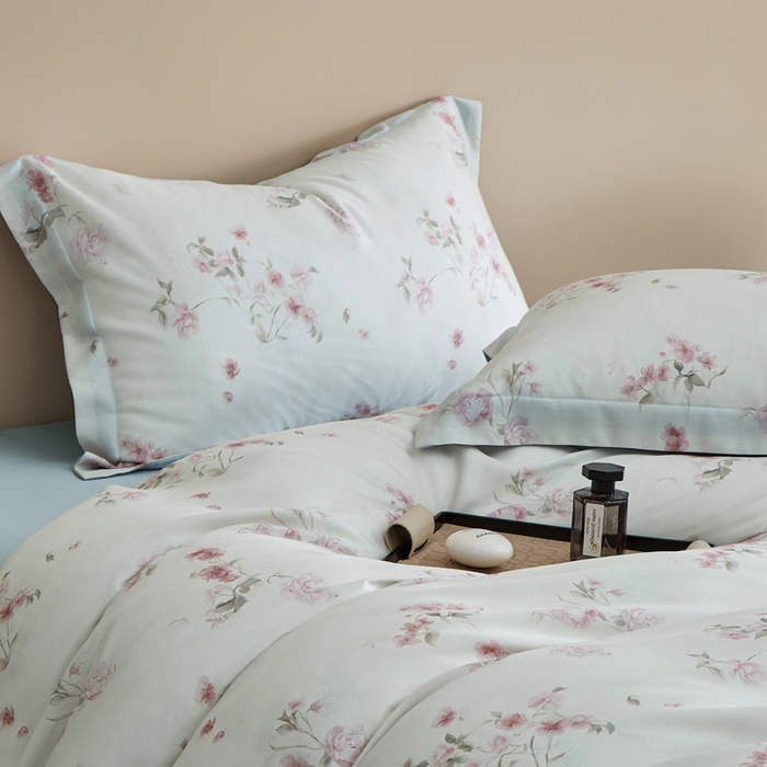 91家纺网 家纺一手货源 找家纺 顾家家居 2025新款莱塞尔兰精天丝印花四件套 捻绣