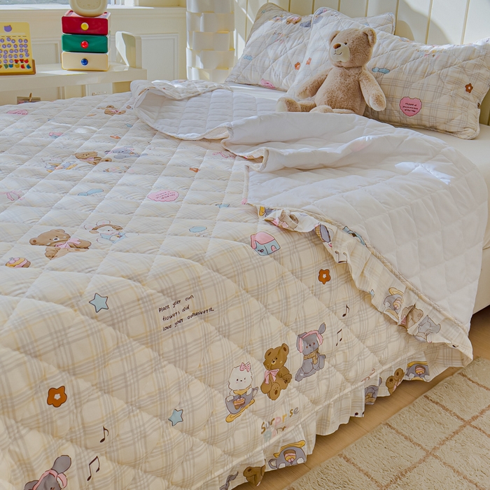 91家纺网 家纺一手货源 找家纺 U品汇 2025新品A类全棉夹棉床盖纯棉100%棉绗缝三件套炕垫褥子13372 G童谣